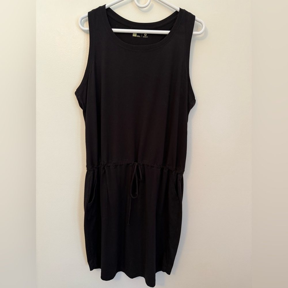 Xersion Black Knit Pullover Sleeveless Tie Waste Women’s Romper Dress Size LT